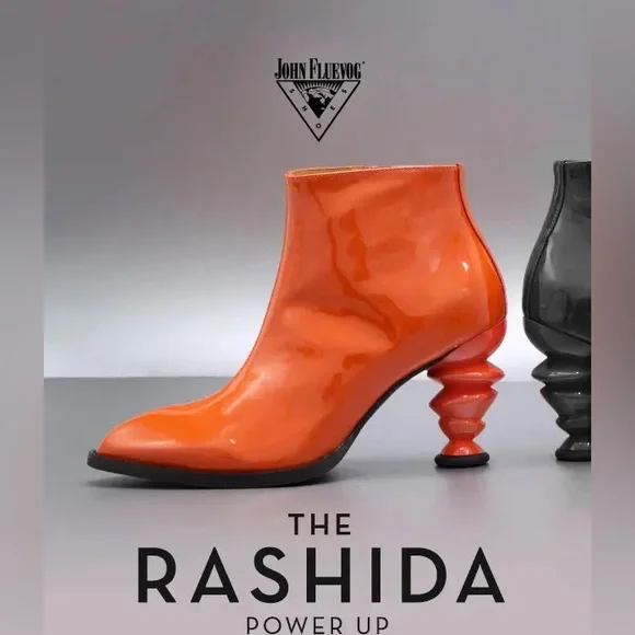 John Fluevog Powerhouse Rashida Black Patent Bootie 11 - Picture 10 of 12